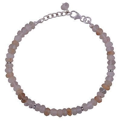 Beautiful Rawa Work in Between Golden Rutile Round Shape 925 Sterling Solid Silver Bracelet - R2300240-318
