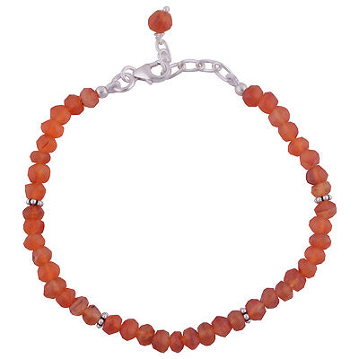 Beautiful Rawa Work in Between Carnelian Round Shape 925 Sterling Solid Silver Bracelet - R2300240-460