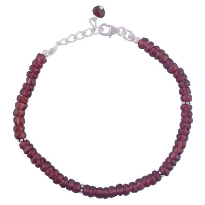 Beautiful Rawa Work in Between Garnet Round Shape 925 Sterling Solid Silver Bracelet - R2300240-641