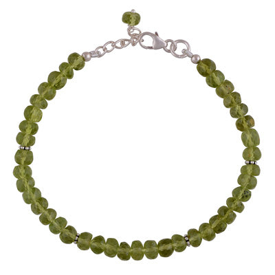 Beautiful Rawa Work in Between Peridot Round Shape 925 Sterling Solid Silver Bracelet - R2300240-647