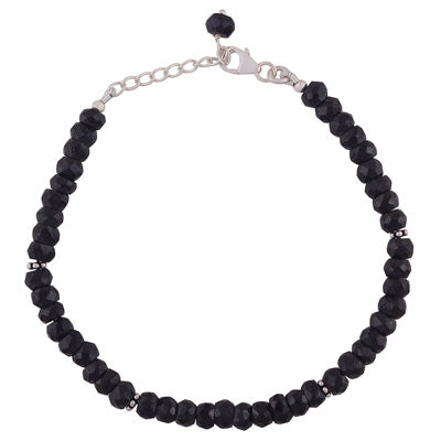 Beautiful Rawa Work in Between Black Onyx Round Shape 925 Sterling Solid Silver Bracelet - R2300240-793