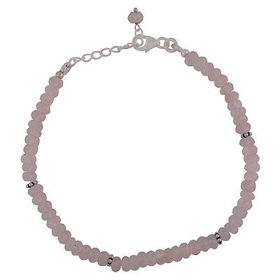 Beautiful Rawa Work in Between Rose Quartz Round Shape 925 Sterling Solid Silver Bracelet - R2300240-795