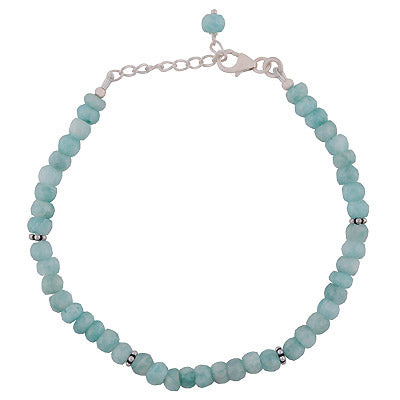 Beautiful Rawa Work in Between Amazonite Round Shape 925 Sterling Solid Silver Bracelet - R2300240-797