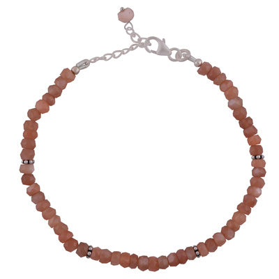 Beautiful Rawa Work in Between Moonstone Round Shape 925 Sterling Solid Silver Bracelet - R2300240-800