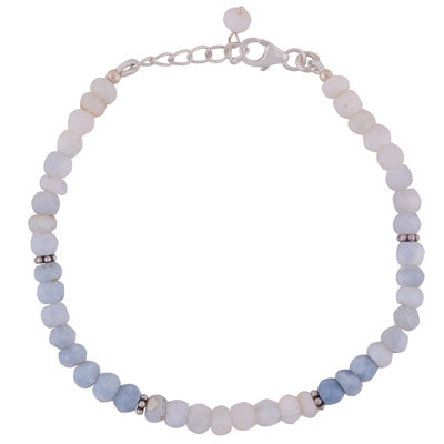 Beautiful Rawa Work in Between Blue Opal Round Shape 925 Sterling Solid Silver Bracelet - R2300240-802