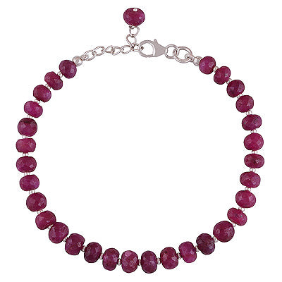 Stunning Rawa Between Red Corundum Round Shape 925 Sterling Solid Silver Bracelet - R2300421-1