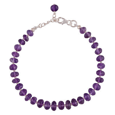 Stunning Rawa Between Amethyst Round Shape 925 Sterling Solid Silver Bracelet - R2300421-15