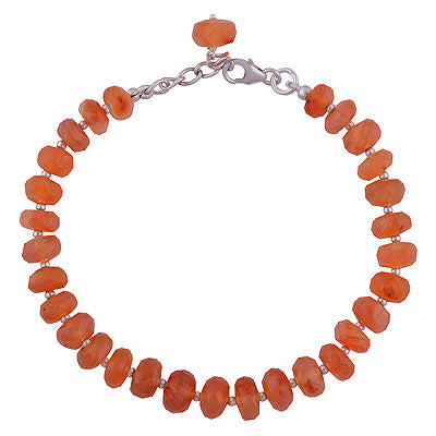 Stunning Rawa Between Carnelian Round Shape 925 Sterling Solid Silver Bracelet - R2300421-224