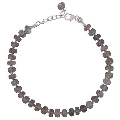 Stunning Rawa Between Labradorite Round Shape 925 Sterling Solid Silver Bracelet - R2300421-23