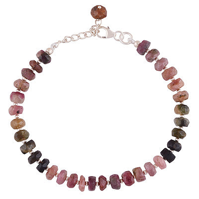 Stunning Rawa Between Tourmaline Round Shape 925 Sterling Solid Silver Bracelet - R2300421-45