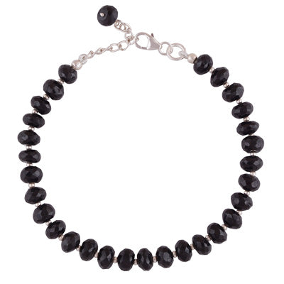 Stunning Rawa Between Black Onyx Round Shape 925 Sterling Solid Silver Bracelet - R2300421-50