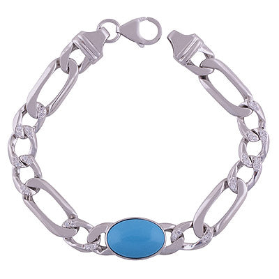 925 STERLING SILVER White Cubic Zirconia, Turquoise BRACELET - R2300449-1