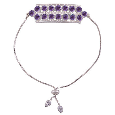 925 STERLING SILVER PINK AMETHYST,WHITE CUBIC ZIRCONIA BRACELET - R2300456-1