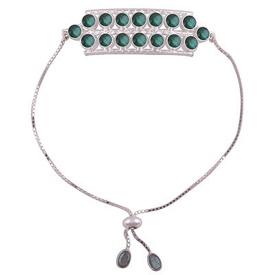 925 STERLING SILVER GREEN CORUNDUM,LABRADORITE BRACELET - R2300456-15