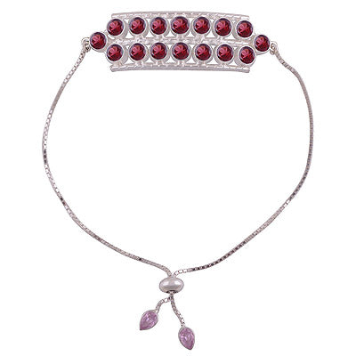 925 STERLING SILVER GARNET,PINK CUBIC ZIRCONIA BRACELET - R2300456-2