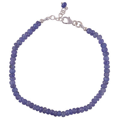 Alluring Loaded with Gemstone Beads Tanzanite Round Shape 925 Sterling Silver Bracelet - R2300475-5