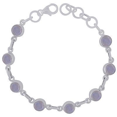Gorgeous Multiple Gemstone Seated Around Rainbow Moonstone Round Shape 925 Sterling Solid Silver Bracelet - R2300482-5