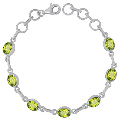 Stunning Multiple Gemstone Seated Around Peridot Oval Shape 925 Sterling Solid Silver Bracelet - R2300484-3