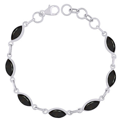Beautiful Multiple Gemstone Seated Black Onyx Marquise Shape 925 Sterling Solid Silver Bracelet - R2300487-12