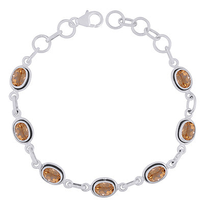 Beautiful Wire Work Around Citrine Oval Shape 925 Sterling Solid Silver Bracelet - R2300489-3