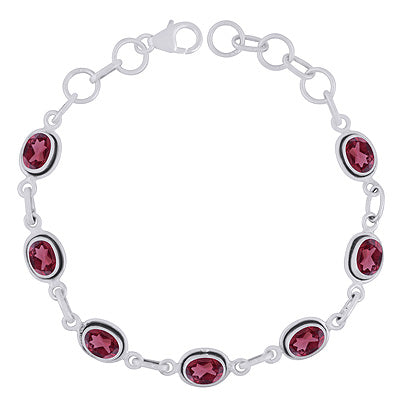 Beautiful Wire Work Around Garnet Oval Shape 925 Sterling Solid Silver Bracelet - R2300489-8