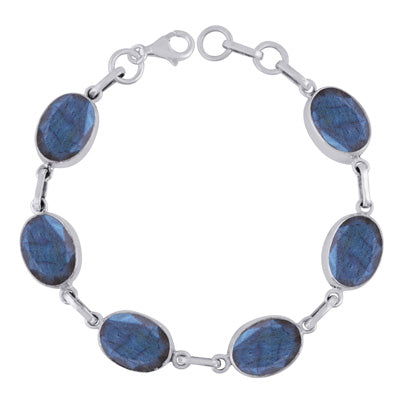 Gorgeous Multiple Gemstone Around Labradorite Oval Shape 925 Sterling Solid Silver Bracelet - R2300490-4