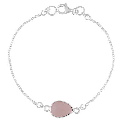 Beautiful Gemstone Rose Quartz Pear Shape 925 Sterling Solid Silver Bracelet - R2300494-44