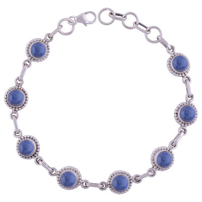 Alluring Rawa Work Around Lapis Round Shape 925 Sterling Solid Silver Bracelet - R2400060-17