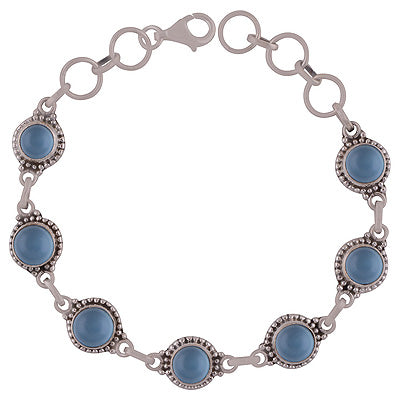 925 STERLING SILVER Aqua Chalcedony BRACELET - R2400072-7