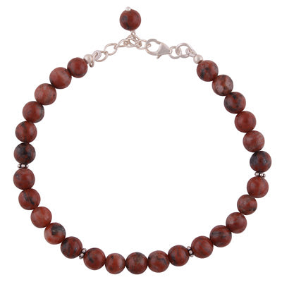 Beautiful Rawa Work in Between Red Jasper Round Shape 925 Sterling Solid Silver Bracelet - R2400265-658
