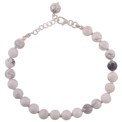 Stunning Rawa Between Howlite Round Shape 925 Sterling Solid Silver Bracelet - R2400266-70