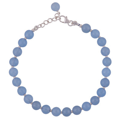Stunning Rawa Between Aqua Chalcedony Round Shape 925 Sterling Solid Silver Bracelet - R2400266-71