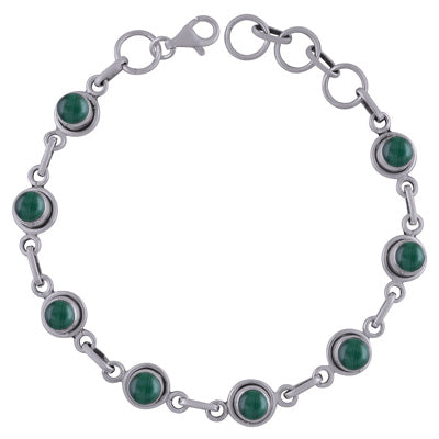 Beautiful Wire Work Around Malachite Round Shape 925 Sterling Solid Silver Bracelet - R2400268-11
