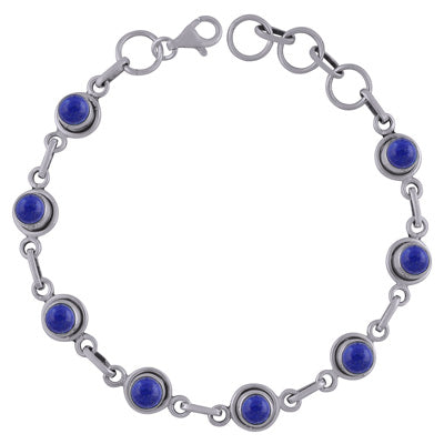 Beautiful Wire Work Around Lapis Round Shape 925 Sterling Solid Silver Bracelet - R2400268-5