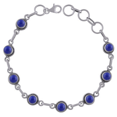 Authentic Wire Work Around Lapis Round Shape 925 Sterling Solid Silver Bracelet - R2400269-5