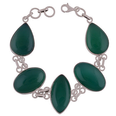 925 STERLING SILVER GREEN ONYX BRACELET - R2400279-85