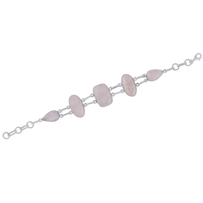 Beautiful Multiple Gemstone Rainbow Moonstone Oval,Rectangle,Pear Shape 925 Sterling Solid Silver Bracelet - R2400279-89