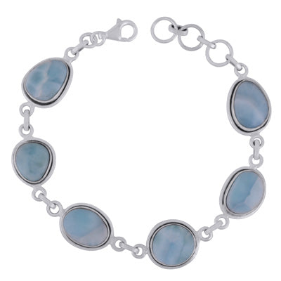 Gorgeous Multiple Gemstone Larimar Irregular Shape 925 Sterling Solid Silver Bracelet - R2400297-34