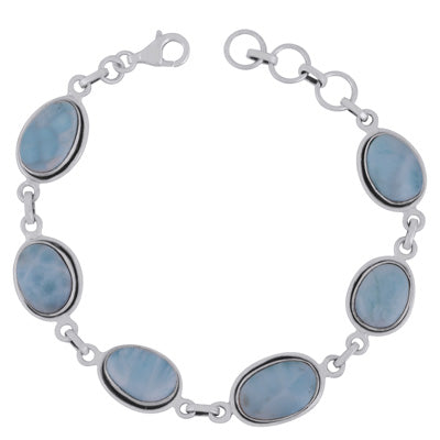Gorgeous Multiple Gemstone Larimar Irregular Shape 925 Sterling Solid Silver Bracelet - R2400297-40