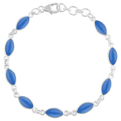 Nine Gemstone Blue Chalcedony Marquise Shape 925 Sterling Solid Silver Bracelet - R2400406-520
