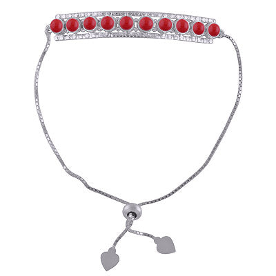 925 STERLING SILVER CORAL BRACELET - R2400501-13