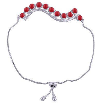 925 STERLING SILVER CORAL BRACELET - R2400503-12