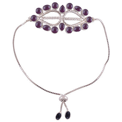 925 STERLING SILVER GARNET,BLACK ONYX BRACELET - R2400510-3