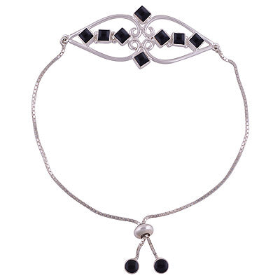 925 STERLING SILVER BLACK ONYX BRACELET - R2400511-14