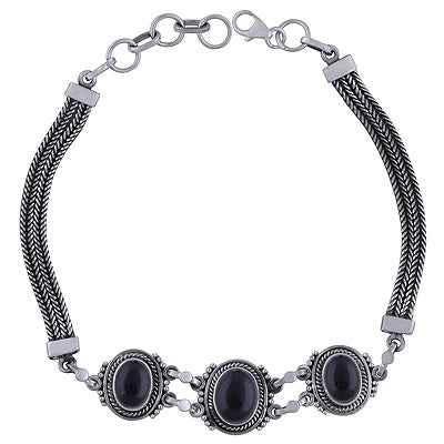 925 STERLING SILVER BLACK ONYX BRACELET - R2400513-11
