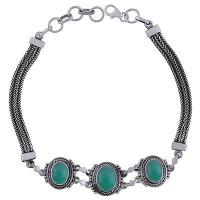 925 STERLING SILVER GREEN ONYX BRACELET - R2400513-8