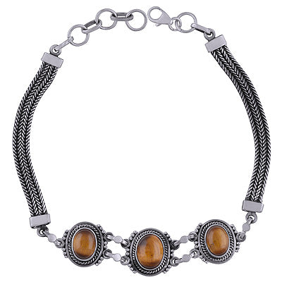 925 STERLING SILVER Tiger's Eye BRACELET - R2400513-9