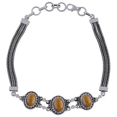 925 STERLING SILVER Tiger's Eye BRACELET - R2400514-10