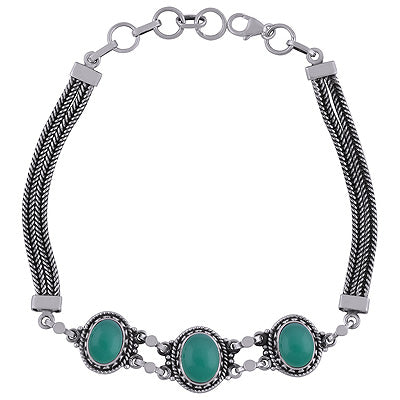 925 STERLING SILVER GREEN ONYX BRACELET - R2400514-9