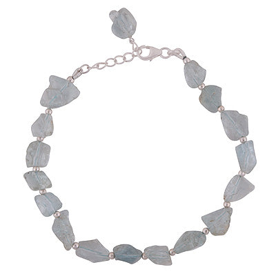Alluring Rough Rocks Gemstone Aquamarine Natural Shaped 925 Sterling Solid Silver Bracelet - R2400519-10